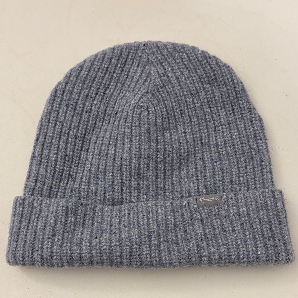 Madewell Heathered Gray 100% wool Ribbed Beanie